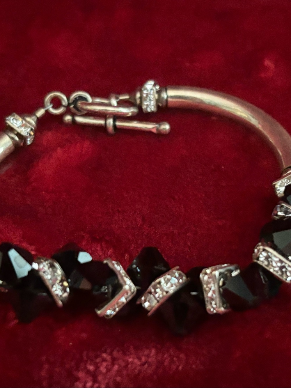 Black Crystal Bracelet - Unbranded sterling silver